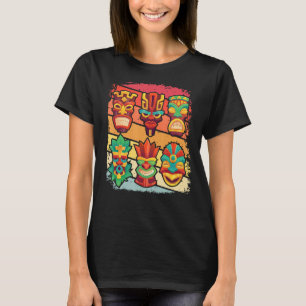 Camiseta Tíki Hawaiano Polinesia Máscara de Tótem