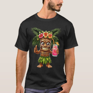 Camiseta Tiki Man Bebe Cóctel Hawái Summer Tropical L