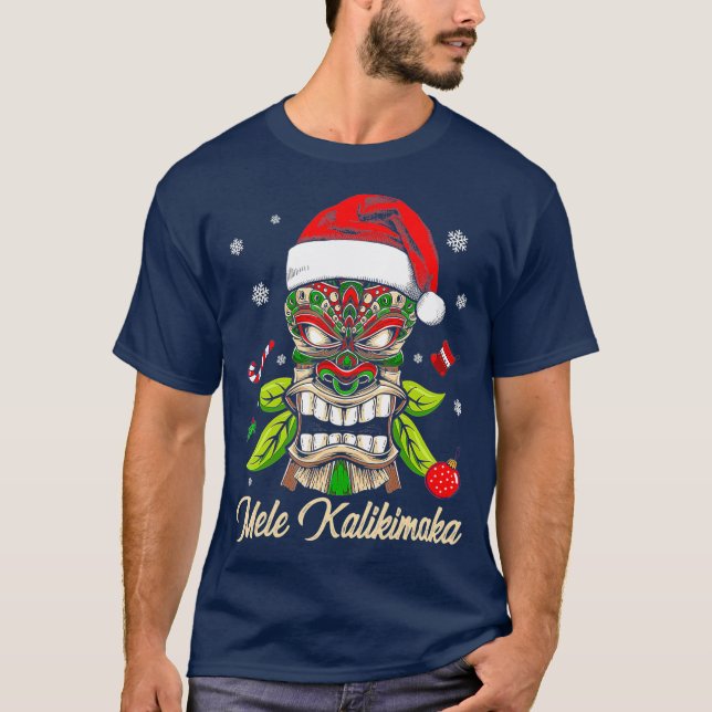 Camiseta Tiki Mele Kalikimaka Hawaii Feliz Navidad (Anverso)