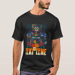 Camiseta Tiki Time Aloha Hula Tiki Máscara Luau Vacaciones 