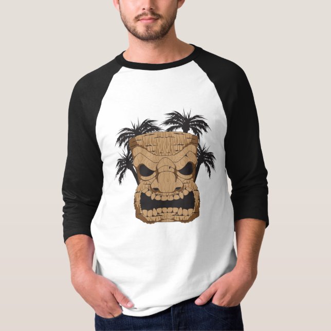 Camiseta Tiki travieso que talla el 3/4" de los hombres (Anverso)