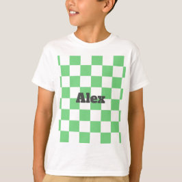 Camiseta Tile Y2K del tablero de ajedrez verde retro