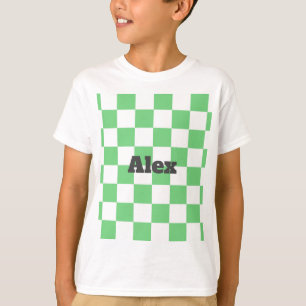 Camiseta Tile Y2K del tablero de ajedrez verde retro
