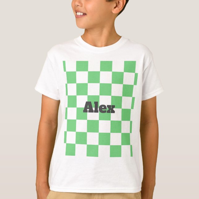 Camiseta Tile Y2K del tablero de ajedrez verde retro (Anverso)