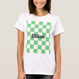 Camiseta Tile Y2K del tablero de ajedrez verde retro