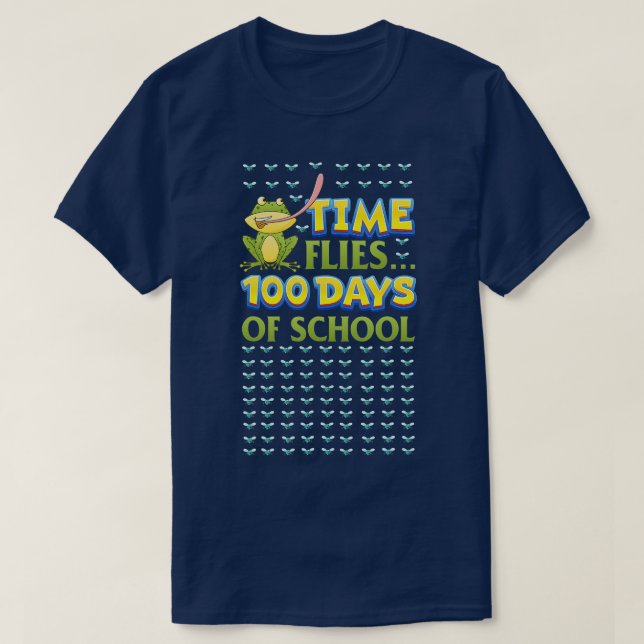 Camiseta TIME FLIES Frog 100 días de maestro (Diseño del anverso)