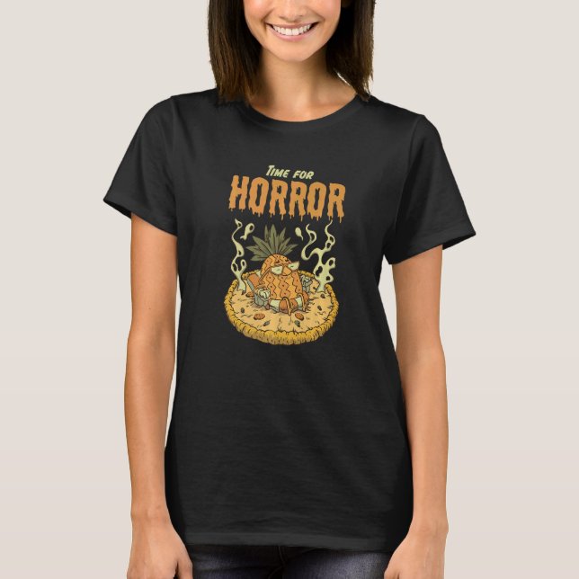 Camiseta Time for Horror Halloween Hawaiian Pizza Pineapple (Anverso)