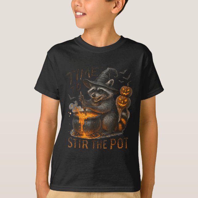 Camiseta Time To Stir T Funny Raccoon Retro Halloween Anima (Anverso)