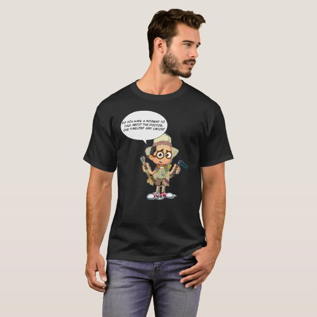 Camiseta Timelord y salvador (versión oscura de la camisa) (Anverso completo)
