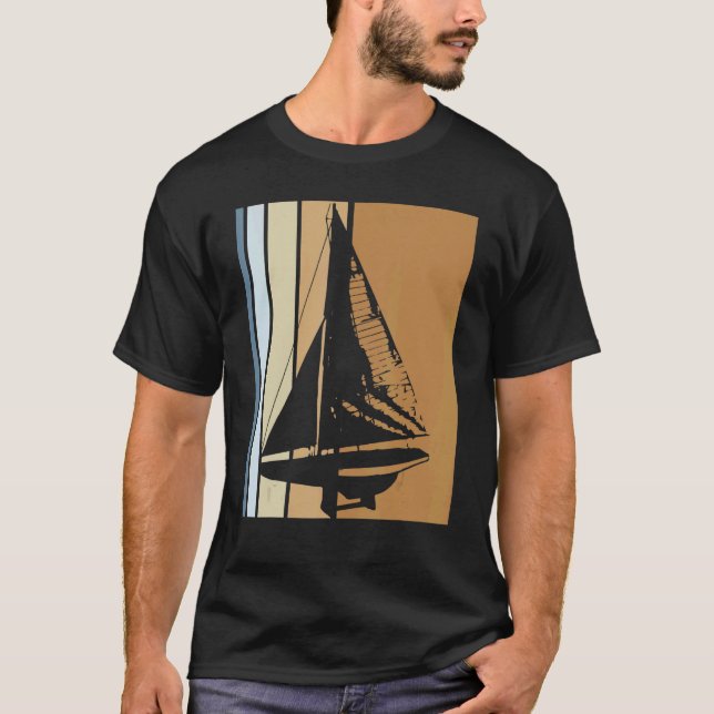 Camiseta Timonel de barco de vela retro barco catamarán yat (Anverso)