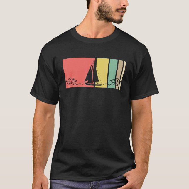 Camiseta Timonel de barco de vela retro catamarán yate vela (Anverso)
