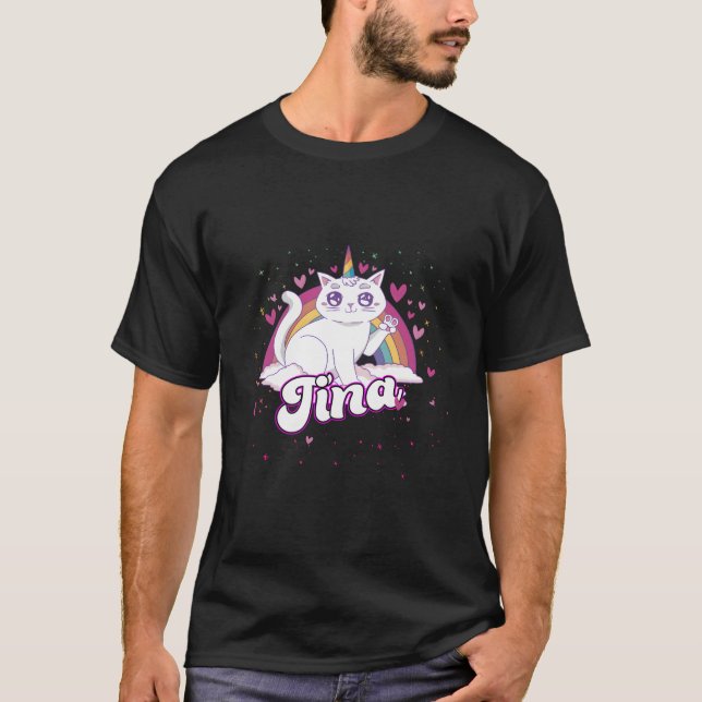 Camiseta Tina Adorable Name With Beautiful Caticorn (Anverso)