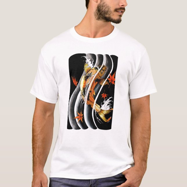 Camiseta Tinta afortunada del agua de la carpa de Koi del (Anverso)