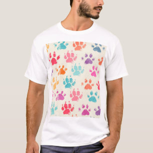 Camiseta Tinta colorida, patas de perro sucias