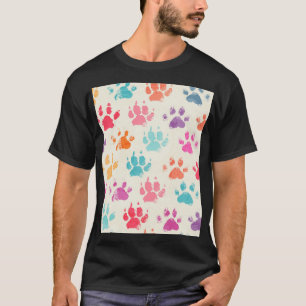 Camiseta Tinta colorida, patas de perro sucias