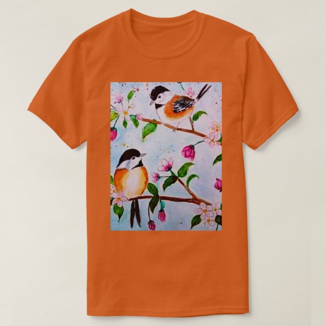 Camiseta Tinta de aves Robin y pintura de acuarelas (Diseño del anverso)