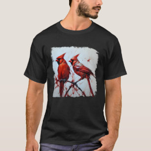 Camiseta Tinta de Cardenal Rojo del Norte Arte Redbird