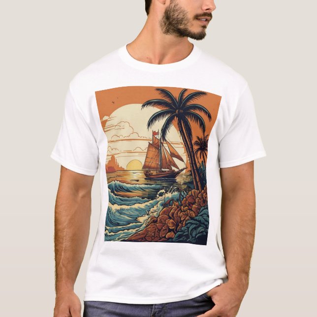 Camiseta "Tinta de paraíso: Playa tropical marinera inspira (Anverso)