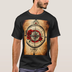 Camiseta Tinta Rosa de brújula: dirección eterna en Tatoo
