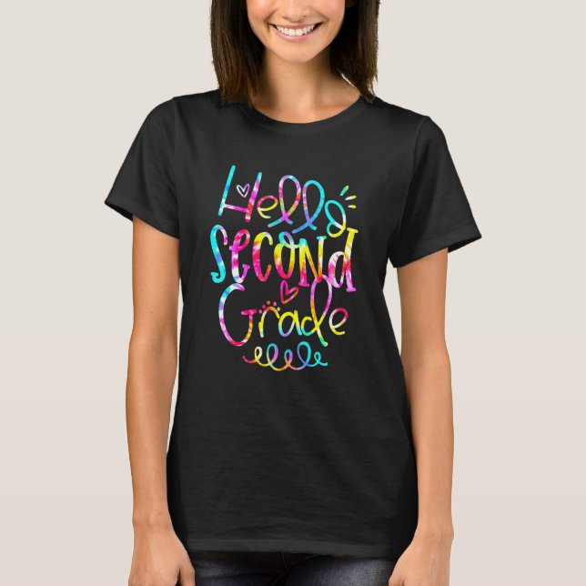 Camiseta Tinte Amarillo Hola Segundo Profesor de 2do Grado  (Anverso)