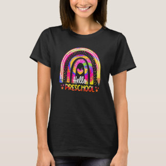 Camiseta Tinte Atado Boho Arcoíris Hola Profesor Preescolar