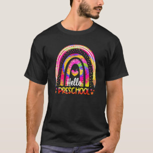 Camiseta Tinte Atado Boho Arcoíris Maestra Hola Preescolar