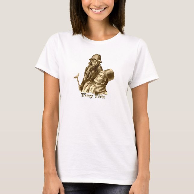 Camiseta Tiny Tim y Bob Cratchit en un Carol Navidad (Anverso)