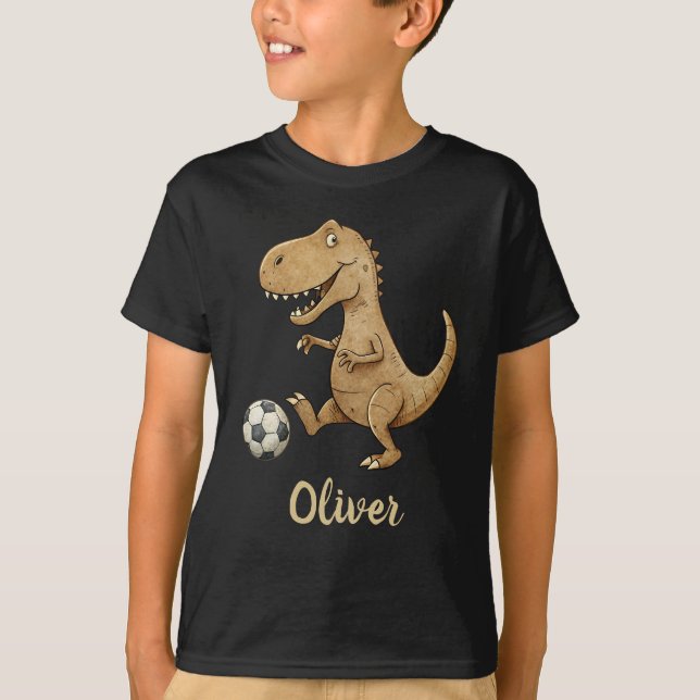 Camiseta Tiny Trex Jugando Fútbol Personalizado (Anverso)