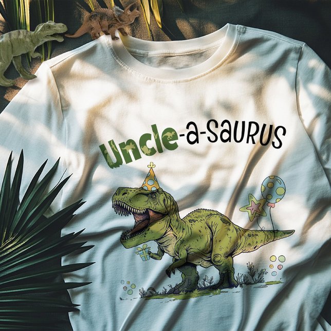 Camiseta Tío a saurus Dinosaurio Tema Niños Fiesta de cumpl (Cute funny uncle-a-saurus t-rex dinosaur theme kids birthday party matching uncle family t-shirt)