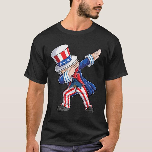 Camiseta Tío Dabbing Sam 4 De Julio Chicas De Niños Hombres (Anverso)