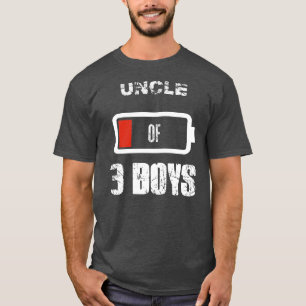 Camiseta Tío de 3 Tres Niños Batería Baja Día del Padre