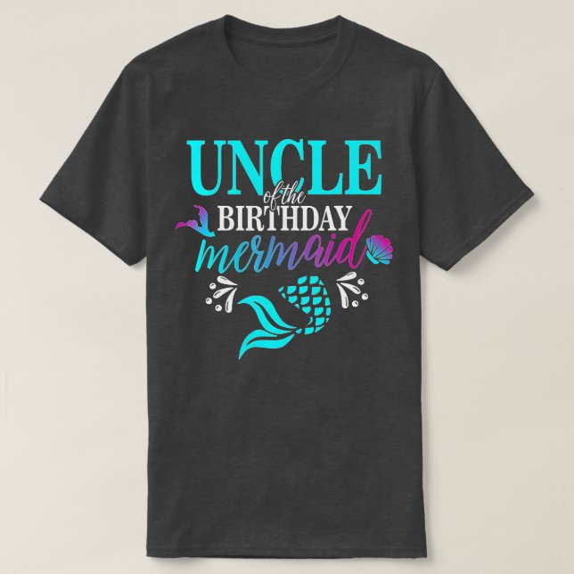 Camiseta Tío De La Familia De La Sirenita De Cumpleaños (Diseño del anverso)