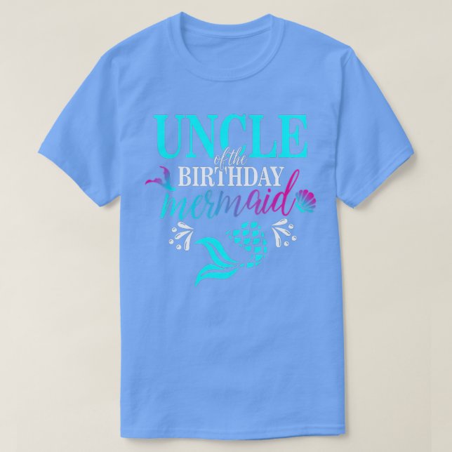 Camiseta Tío De La Familia De La Sirenita De Cumpleaños (Diseño del anverso)