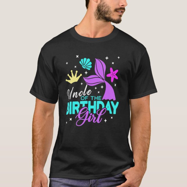 Camiseta Tío De La Familia De La Sirenita De Cumpleaños (Anverso)