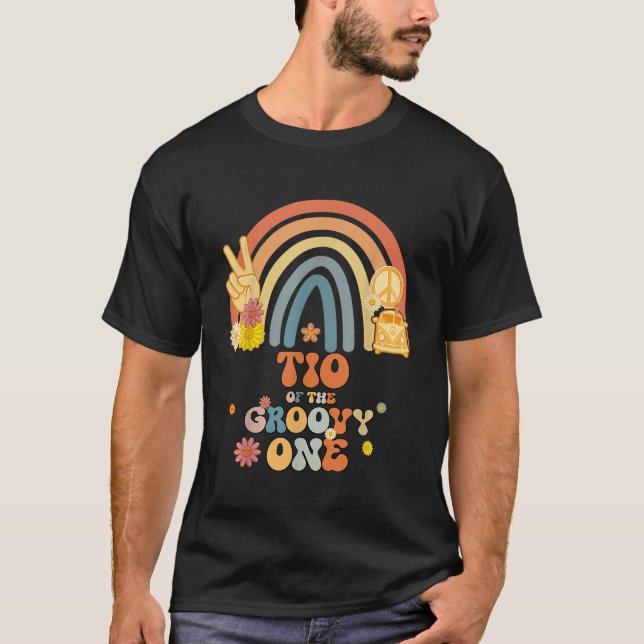 Camiseta Tío de la fiesta del cumpleaños del boho arcoiris  (Anverso)