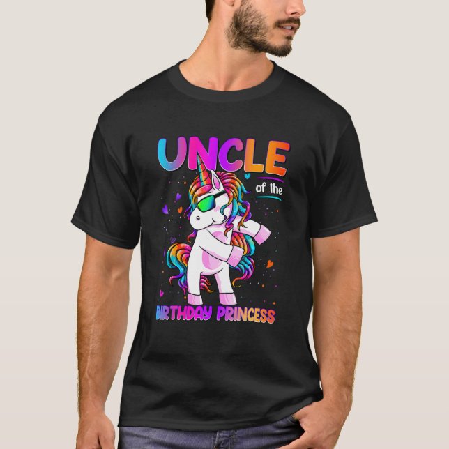 Camiseta Tío de la princesa de cumpleaños, Chica Dabbing Un (Anverso)