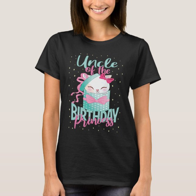 Camiseta Tío De La Princesa De Cumpleaños Chicas Gato Kitte (Anverso)