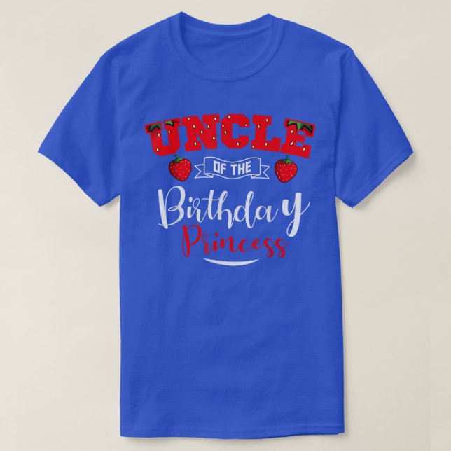 Camiseta Tío De La Princesa De Cumpleaños Tema De La Fresa  (Diseño del anverso)