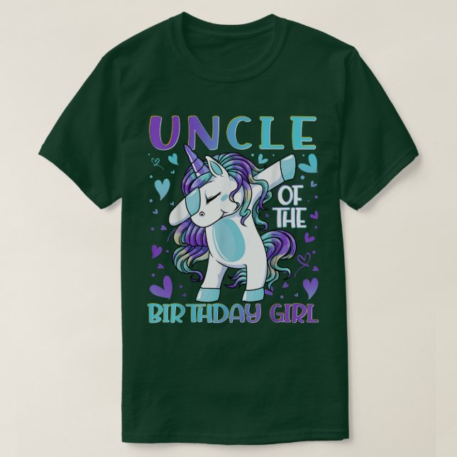 Camiseta Tío del Chica de cumpleaños Dabbing Unicornio Tío  (Diseño del anverso)