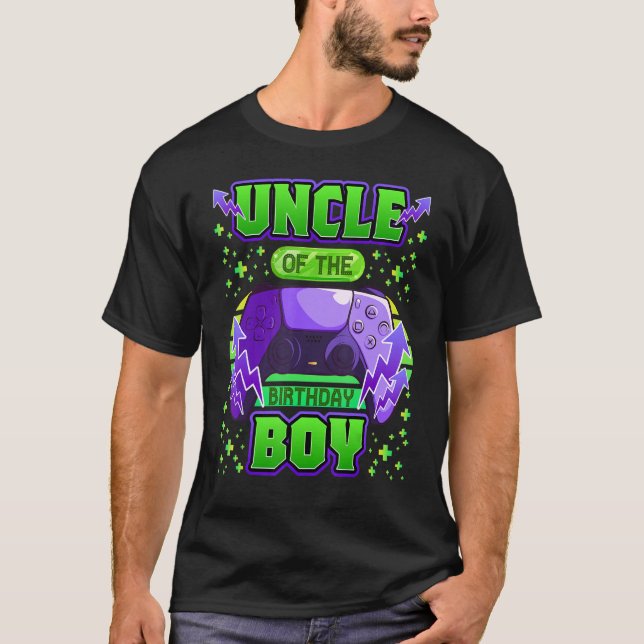 Camiseta Tío del niño cumpleaños, familia de videojuegos de (Anverso)