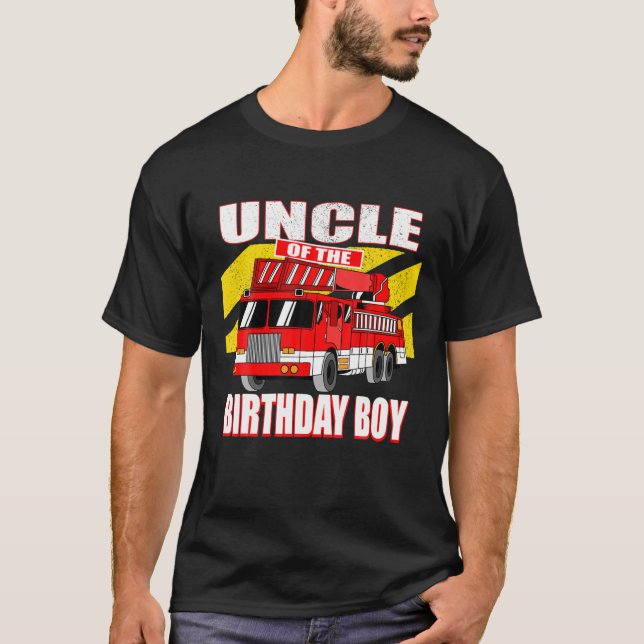 Camiseta Tío Del Niño De Cumpleaños - Camión De Fuego De Cu (Anverso)