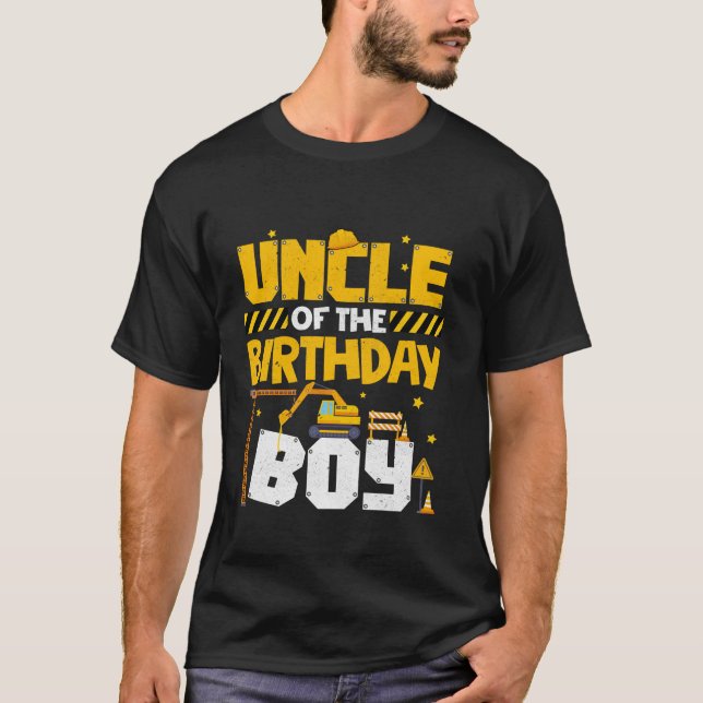 Camiseta Tío Del Niño De Cumpleaños Construcción Deco Famil (Anverso)