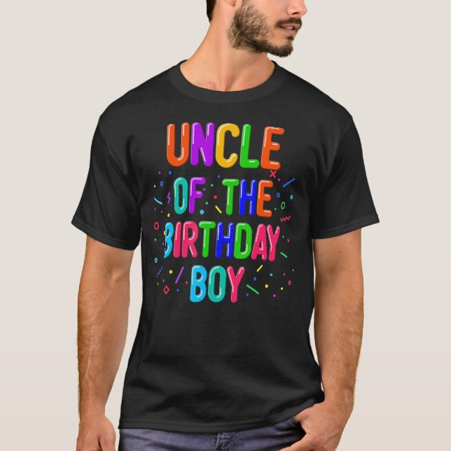 Camiseta Tío del niño de cumpleaños, globo que coincide con (Anverso)