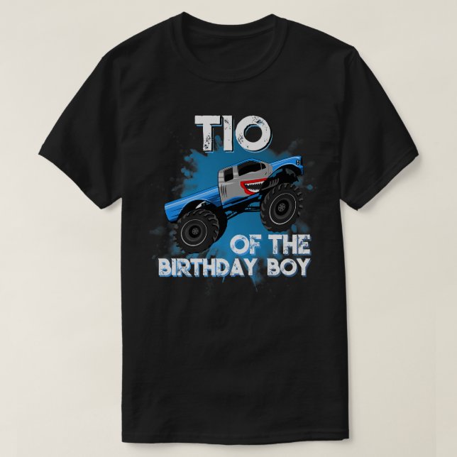 Camiseta Tío del niño del cumpleaños Monster Truck Cumpleañ (Diseño del anverso)