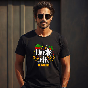 Camiseta Tío Elfo Tipografía Diversión Familia Coincidente