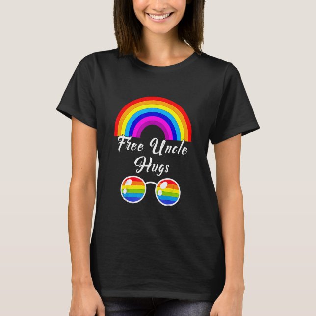 Camiseta Tío Gratuito Abrazos Lgbt Ally Gafas de sol Arcoir (Anverso)