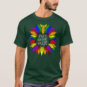 Camiseta Tío libre abraza a LGBT Rainbow Daisy Flower Gay P