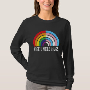 Camiseta Tío libre abraza la bandera transgénero arcoiris L