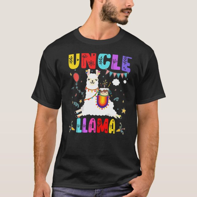 Camiseta Tío Llama Cumpleaños Llama Alpaca Familia B D (Anverso)