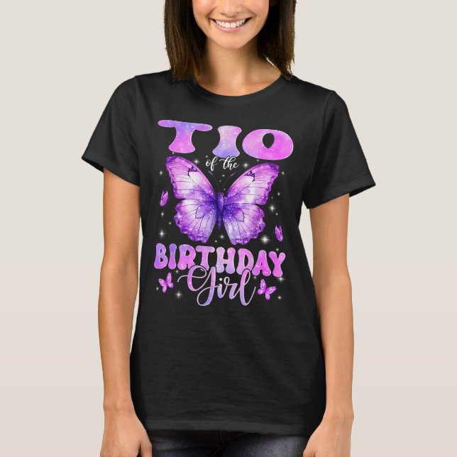 Camiseta Tio Of The Birthday Girl Butterfly Funny Family  (Anverso)